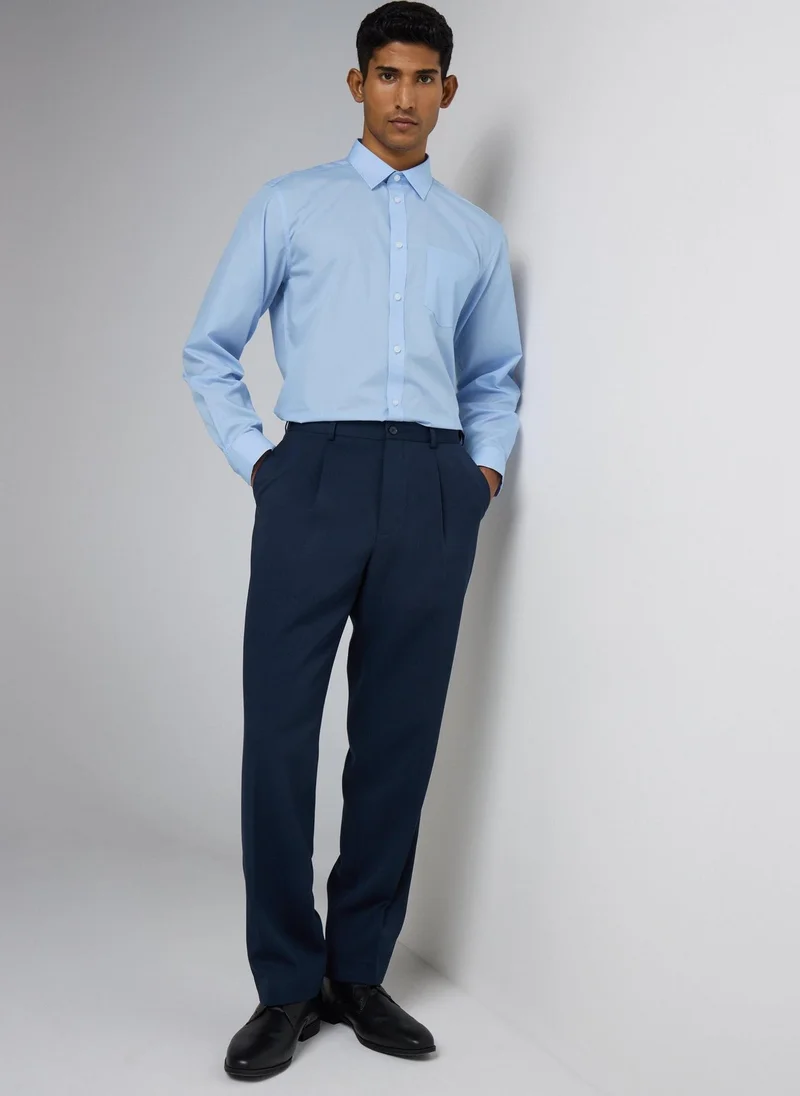 ماتلان قميص تايلور آند رايت أزرق سهل العناية بقصة عادية